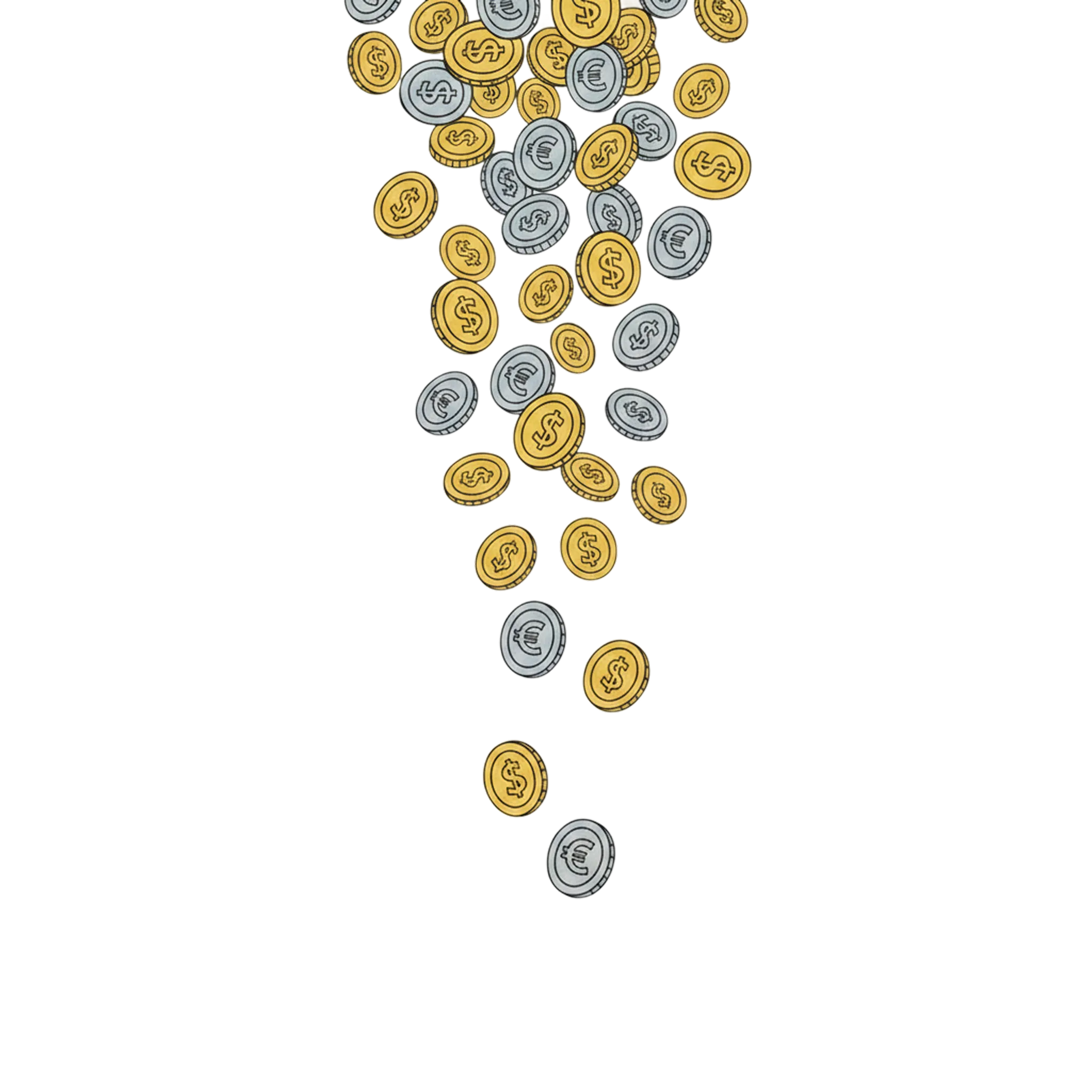 Coins illustration on a grey background