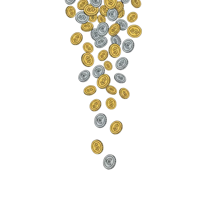Coins illustration on a grey background
