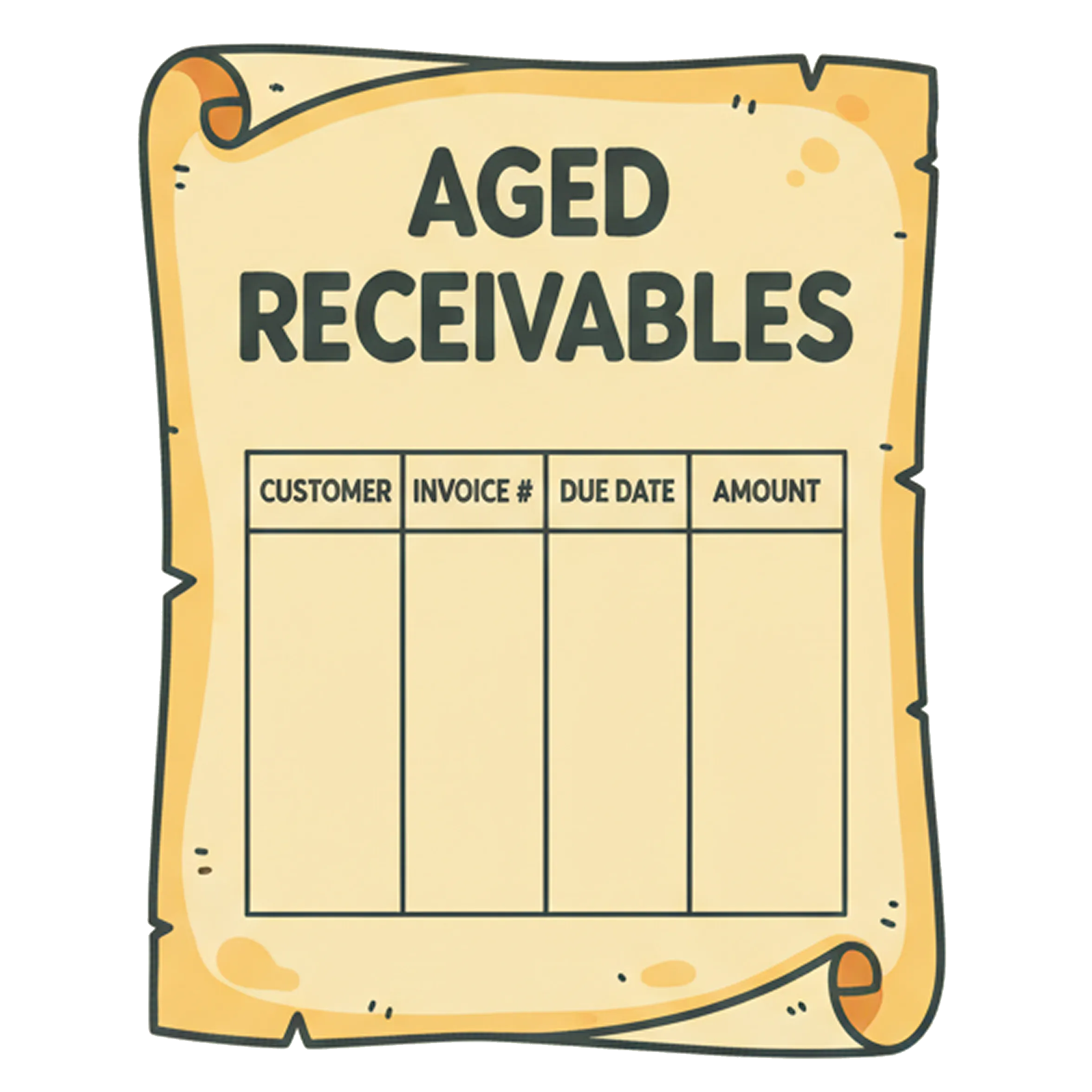 Illustrated aged receivables scroll