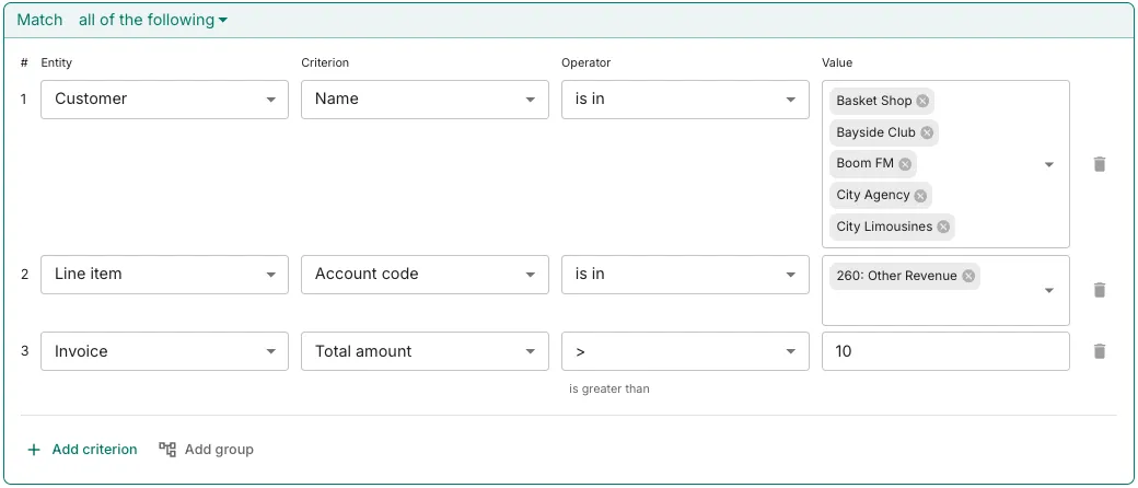 Trove workflow filters