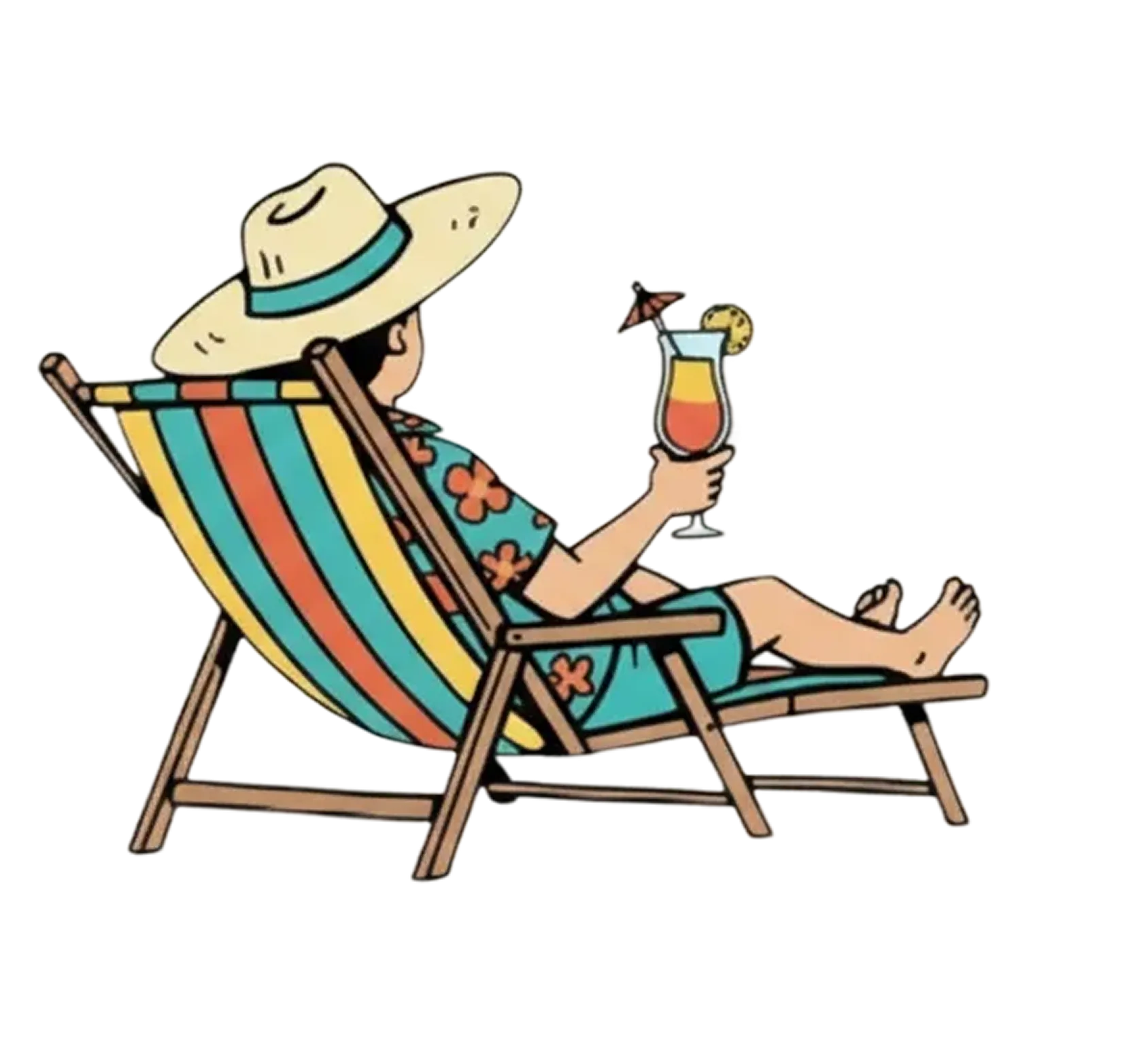 Person relaxing on a beach with a cocktail