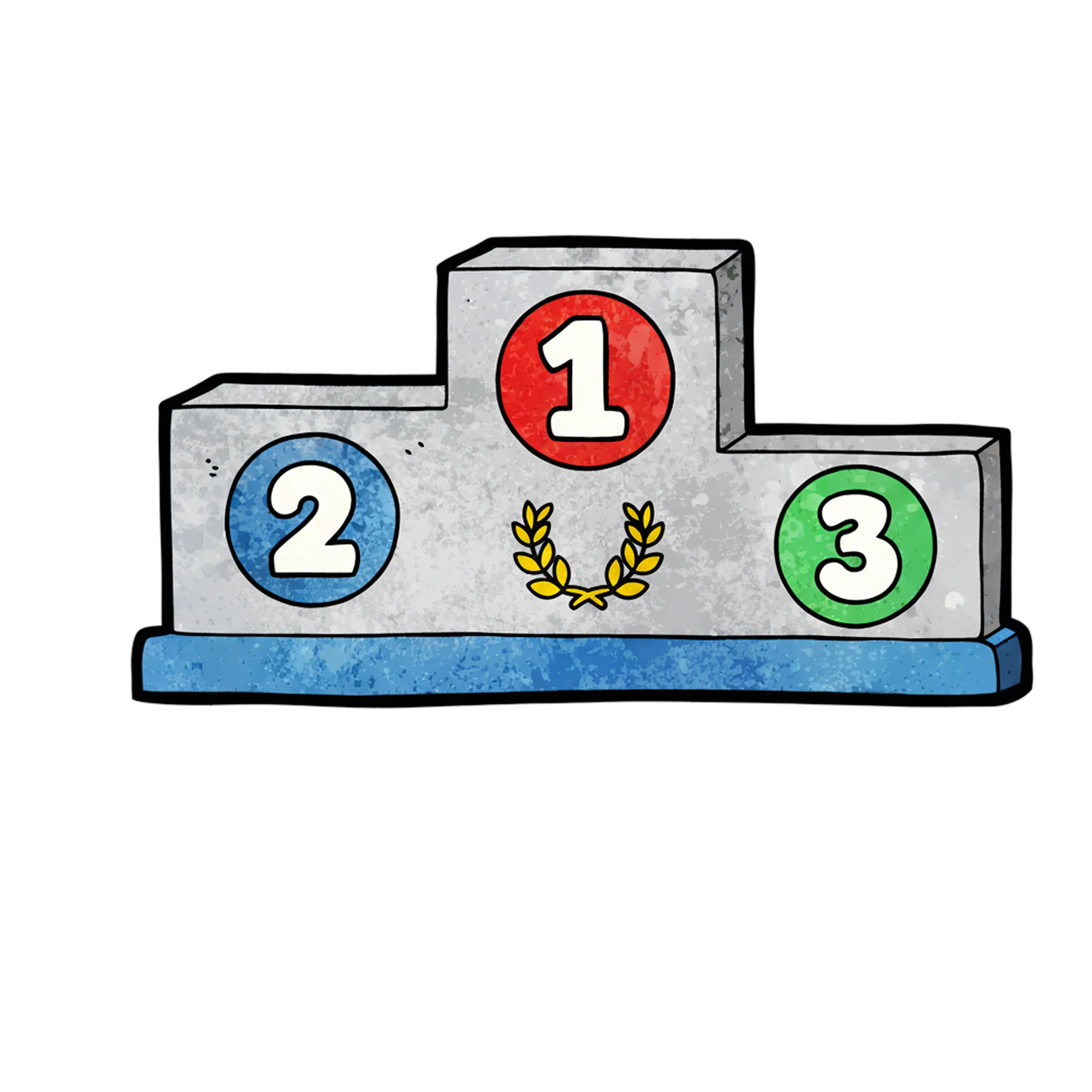 Podium with 1st, 2nd and 3rd place positions on a gradient background