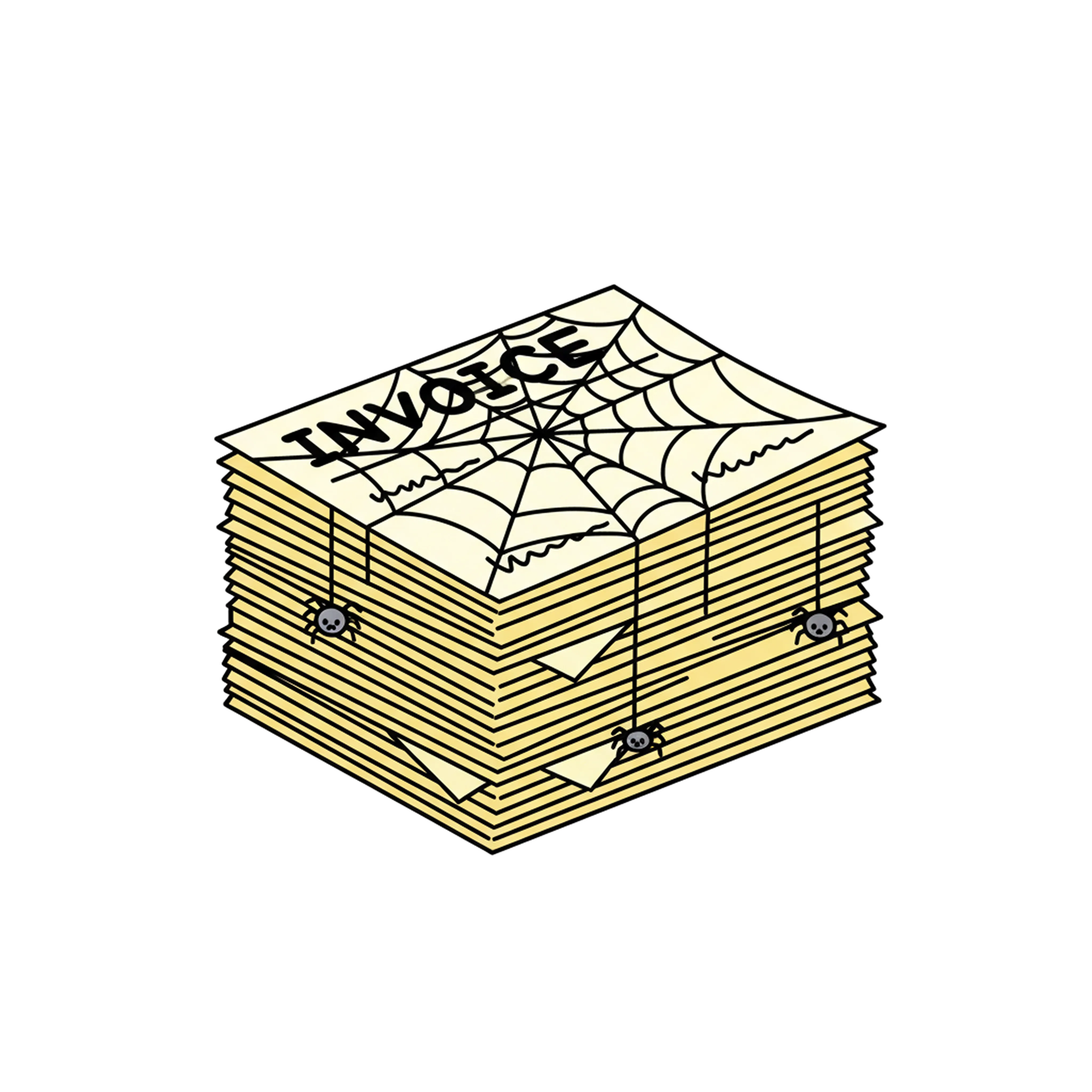 An invoice covered in cobwebs