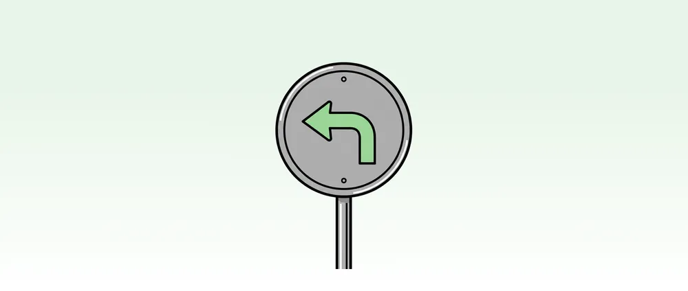 Road sign with a green left-turn arrow on a soft green gradient background