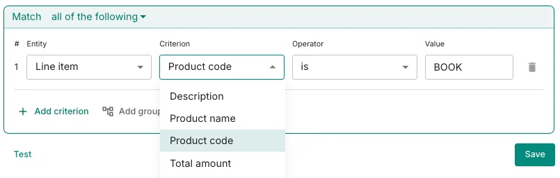 Filtering invoices by line item in Trove to assign them to a reminder workflow