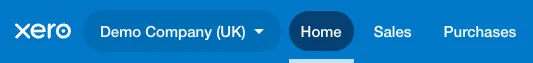 Switching between entities in Xero from the top left of the screen