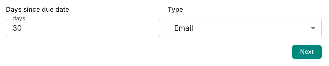 Setting the days since due date and type for a new workflow step in Trove.